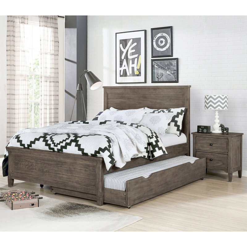 Ensemble de chambre à coucher avec lit gigogne et table de chevet 2 pièces Isiah, Double