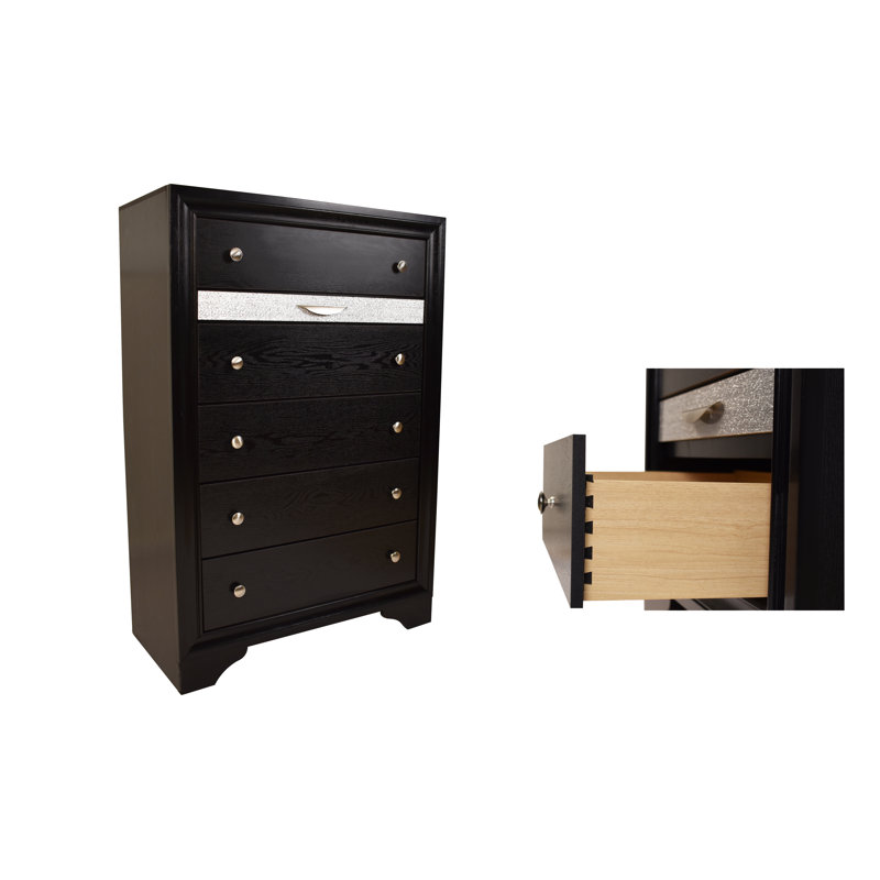 Commode 6 tiroirs Smartt, Noir