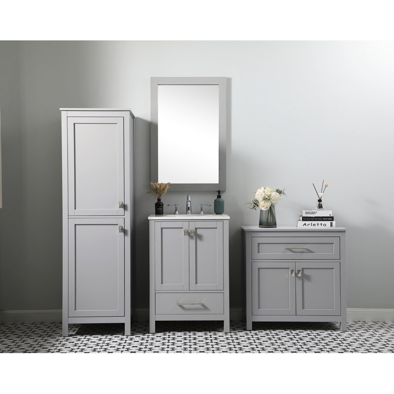 Destinymarie Linen Cabinet, Gray/Brushed Nickel, 65"H x 20"W x 22"D