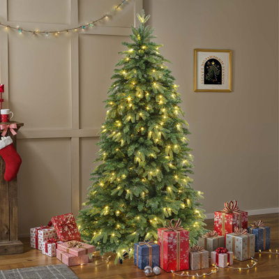 Arbre de Noël artificiel épinette de 6,5 pi avec lumières préinstallées