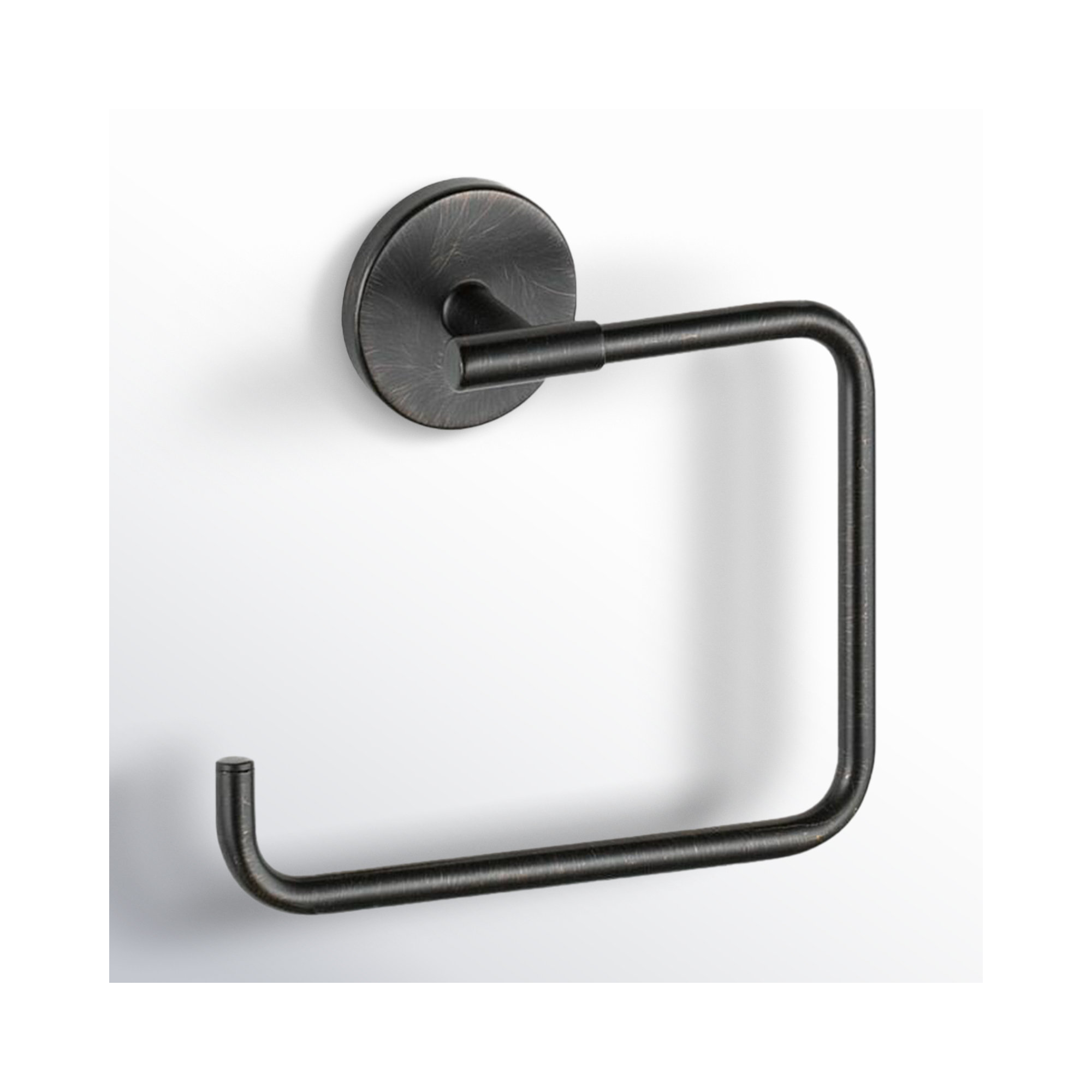Trinsic Wall Mount Square Open Towel Ring Bath Hardware Accessory, Matte Black