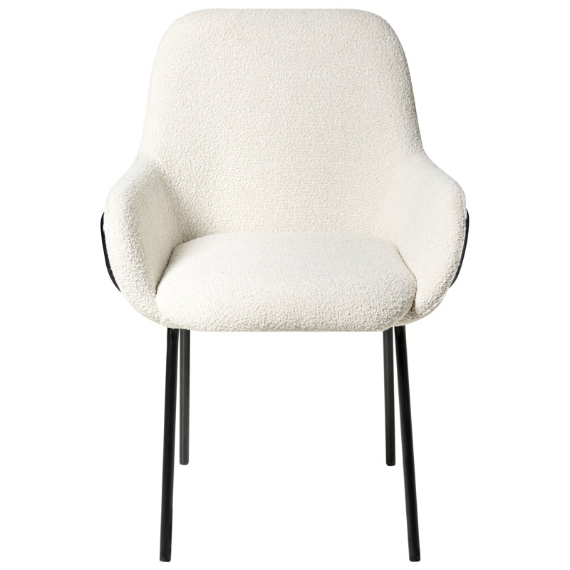 47cm H Boucle Upholstered Upholstered Back Armchair, White