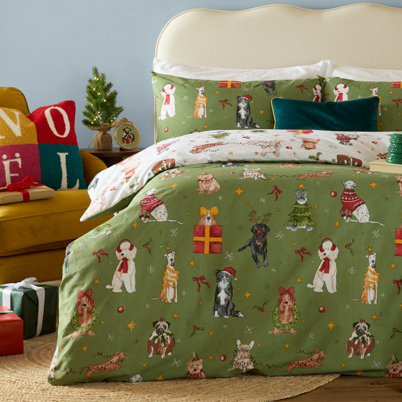 Christmas Pawty No Pattern Duvet Cover Set, King Duvet Cover + 2 Standard Pillowcases