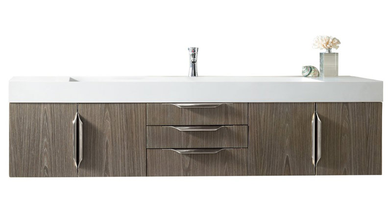 Mercer Island 72'' W Single Vanity, Glossy White, Dusk Gray, Brushed Nickel