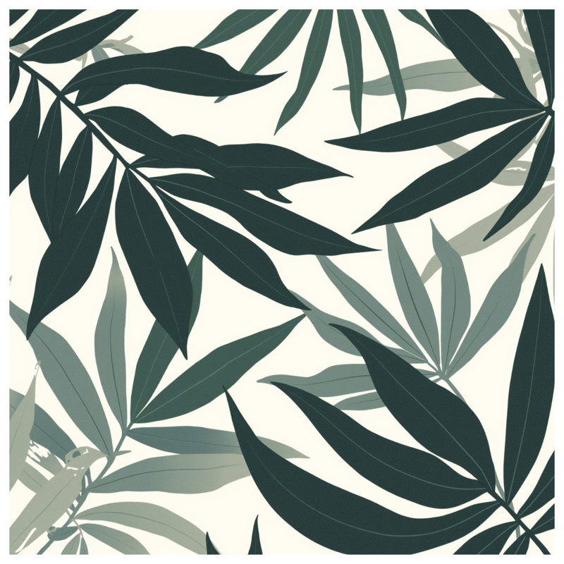 Tropical Leaves Pattern Bath Mat, 34in W x 21in L