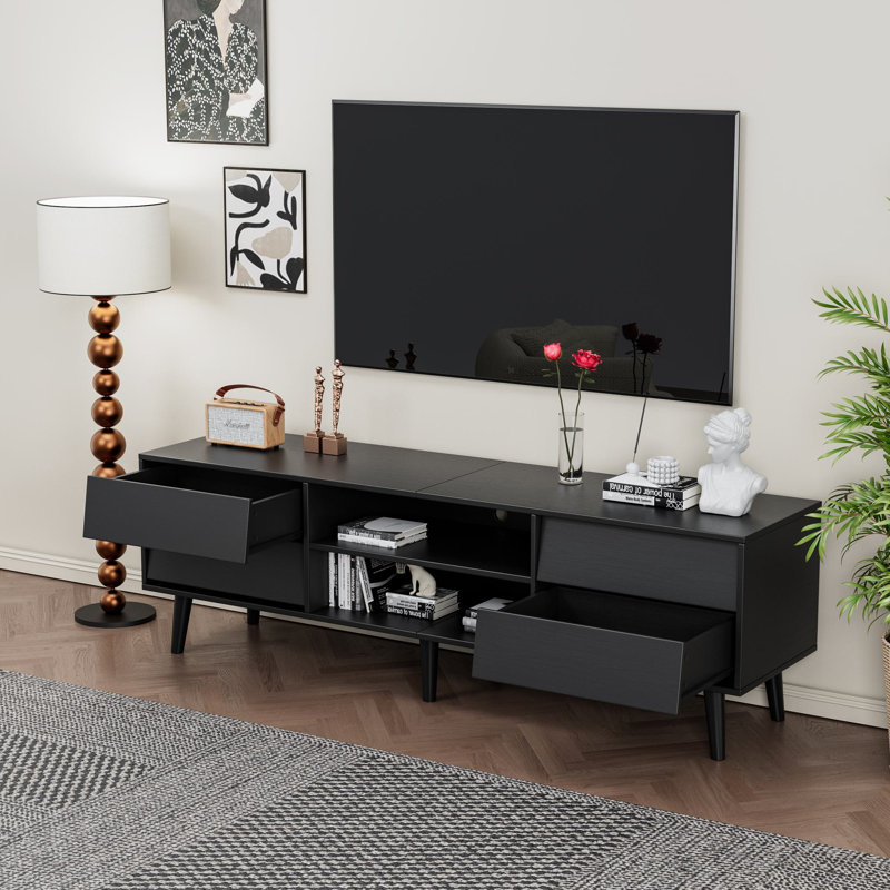 Emilyann 63-inch Faux Wood TV Stand, Black