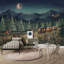 Papier peint de nuit, paysage de montagne, décoration de camping amovible-229224936-229224943