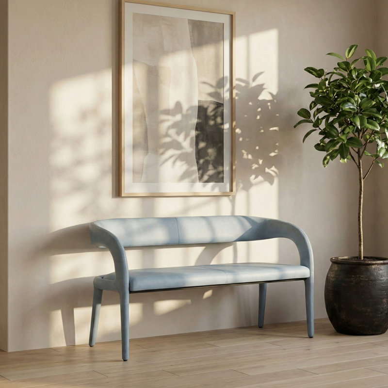 Banc en similicuir Sylvester Aurich, Cuir végétalien bleu clair