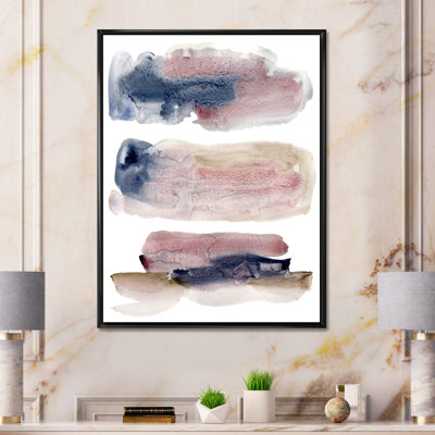 Beige rose et nuages bleus - peinture sur toile à cadre flottant