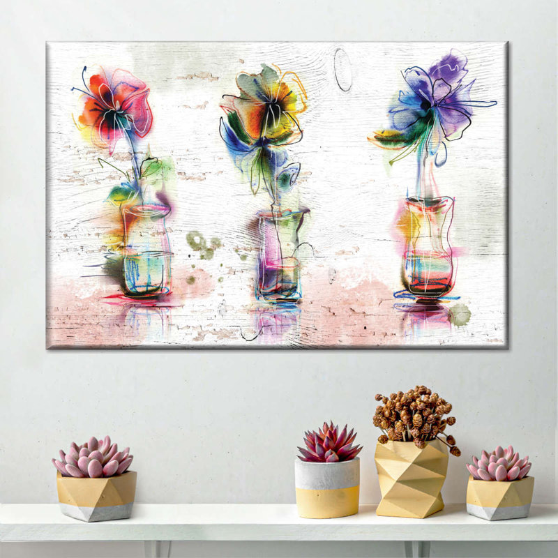 «Rustic Colorful Flowers», reproduction sur toile, H 32 po x l 48 po x P 1,25 po