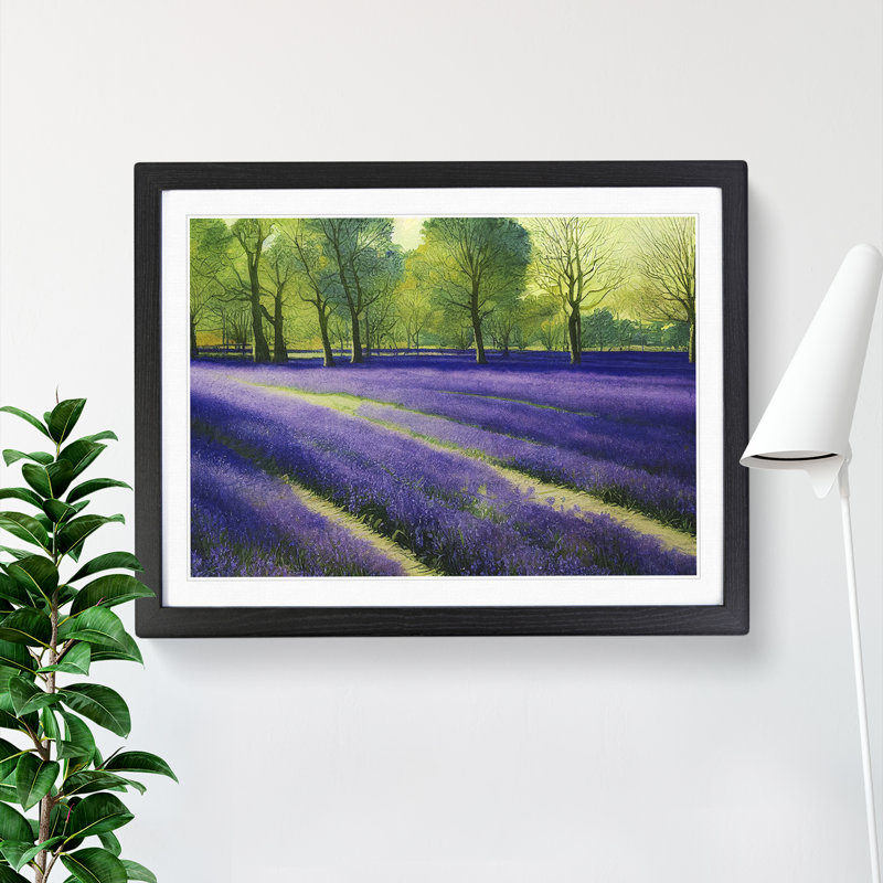 Bluebell Field Watercolour Vol.3 - Single Picture Frame Print, Black Framed, 46cm H x 64cm W x 2cm D