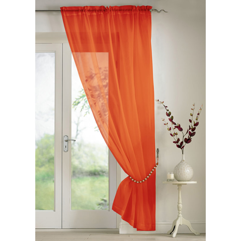 Billerica Sheer Curtain Single Panel, Orange, 145 W x 122 D cm