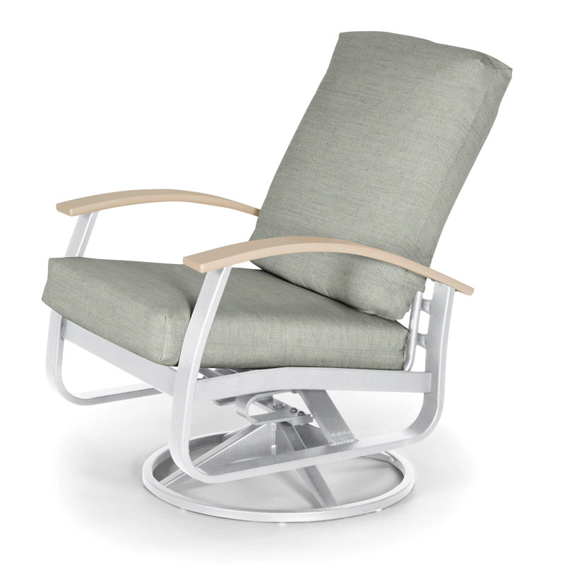 Chaise de patio pivotante avec coussin Askar, Toile granit Sunbrella®, Blanc brillant, Blanc P50