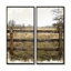 Gris et brun, ferme, paysage, clôture rustique