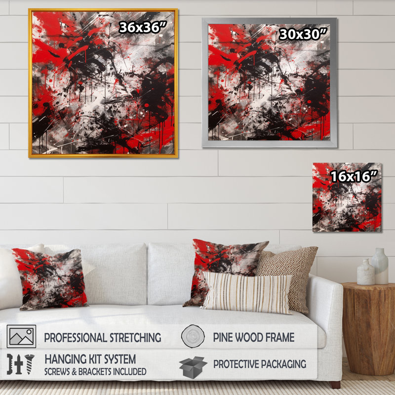 Capobianco abstrait grafiti, H 36 po x l 36 po x P 1,5 po, Toile tendue