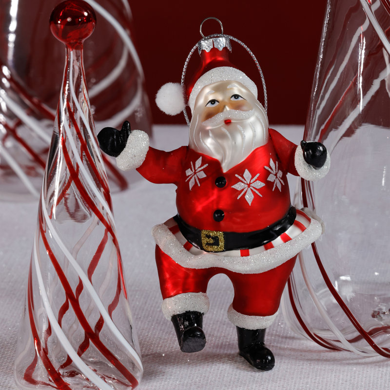 Ornements suspendus en verre Père Noël dansant en verre, ensemble de 6