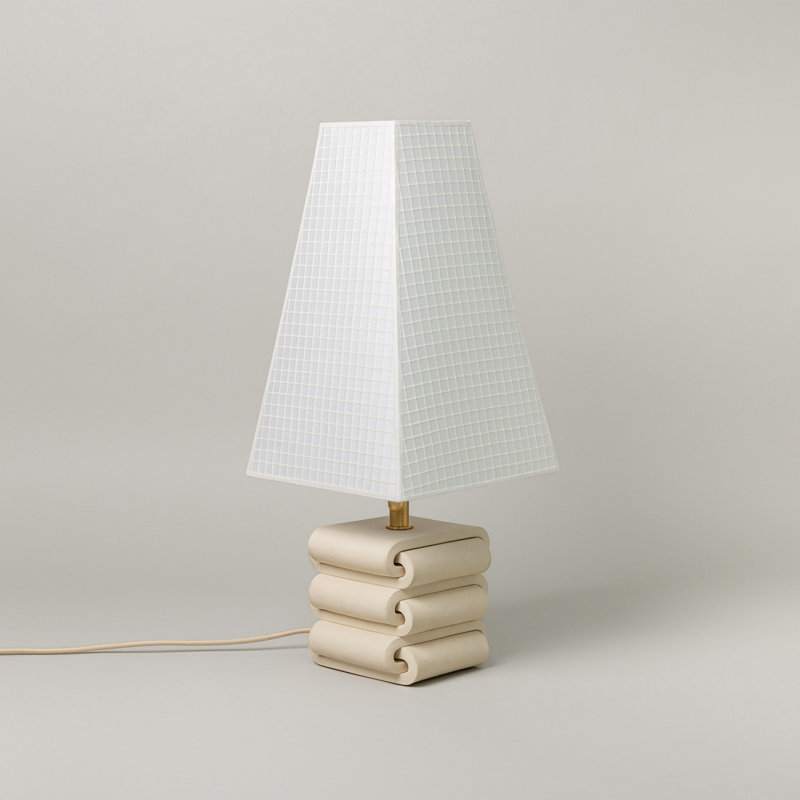 Gio Table Lamp, Bone, Grid