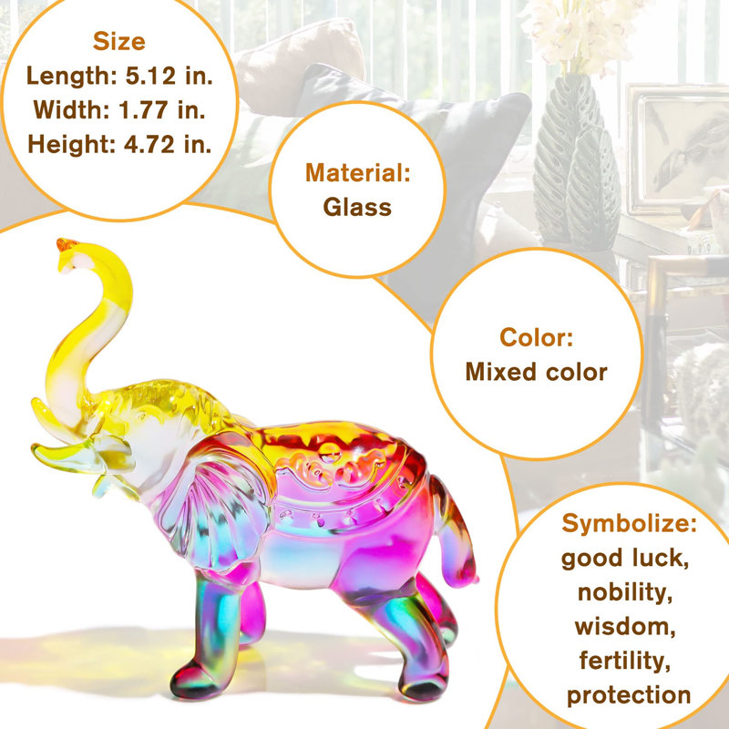 Elephant Statue Decor, Multicolor