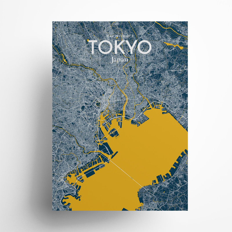 Tokyo City Map In Amuse - No Frame Print, 27.6cm H x 19.7cm W x 0.05cm D