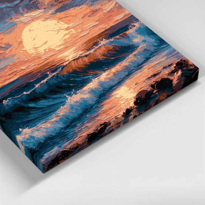 «Coastal Coastal Sunset Colors», art mural sur toile mauve, H 16 po x l 20 po