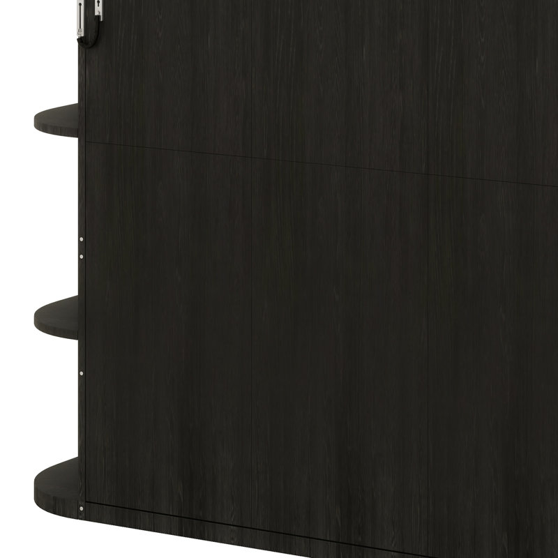 Lit escamotable avec tablettes intégrées et lumières, Noir