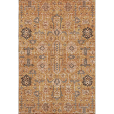 Premium Machine Washable Prisco Terracotta Rug