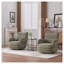 Fauteuil d'appoint pivotant vert olive Olive | Fauteuil demi-tonneau moderne en tissu rayé pour le salon et la chambre à coucher