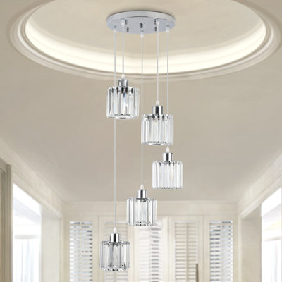 Lustre moderne en cristal à 5 lumières à intensité variable