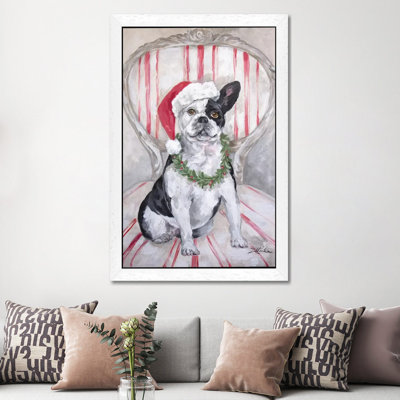Frenchies Christmas by Debi Coules - Painting on Canvas