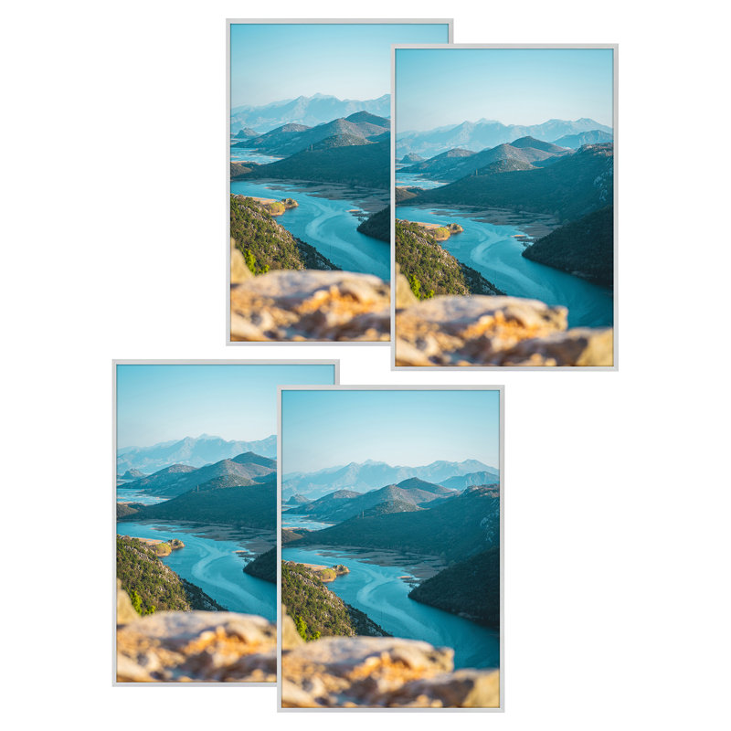 Ensemble de 4 cadres photo Dusenberry, Argent, 13 po x 19 po