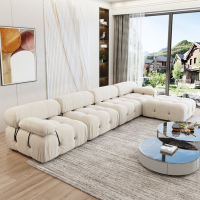  Canapé modulaire réversible en velours de 138,6 po avec repose-pieds Cylar