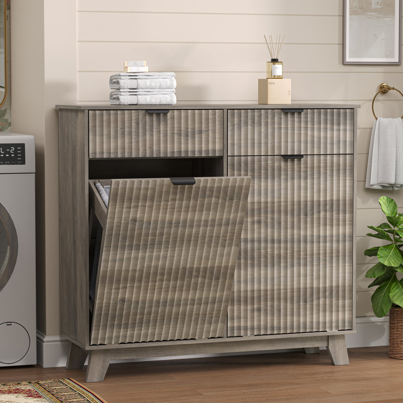 Armoire poubelle inclinable à 2 portes et 2 tiroirs Wave Design, Gris