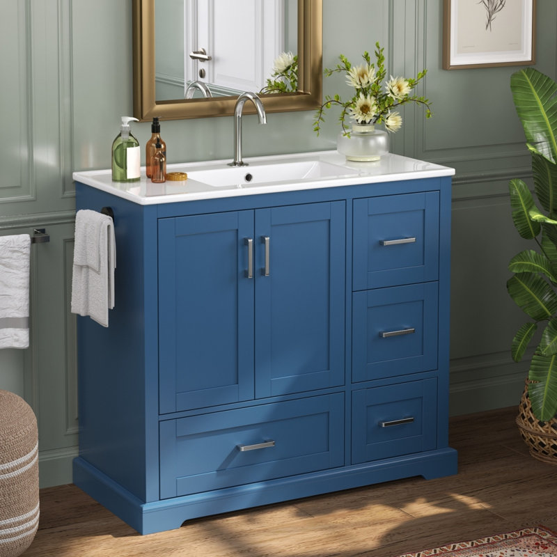 Meuble-lavabo 42 po avec lavabo en céramique 42 po - Bleu