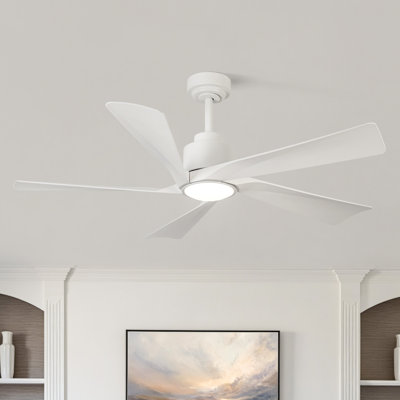 Karlena 52" ABS Blades Indoor Ceiling Fan with Dimmable LED Light Kit, Remote Control, 3CCT, 6-Speed, Reversible Quiet DC Motor, Timer & Memory