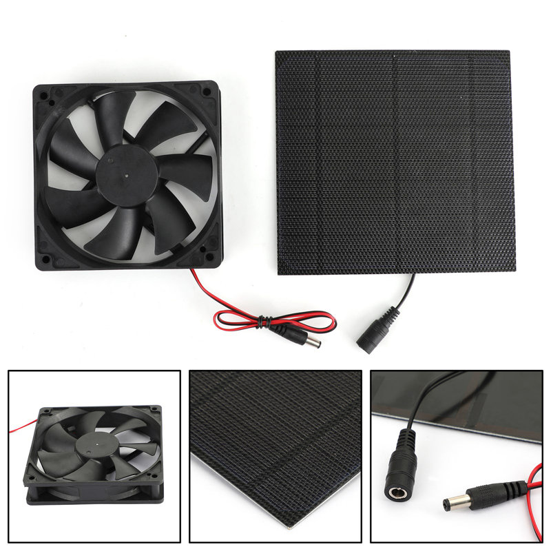 Ventilateur solaire pour serre, H 4,7 po x l 4,7 po x P 1,2 po