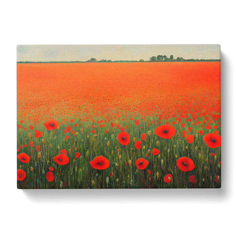 Unreal Poppy Field Flowers - Wrapped Canvas Painting, 35cm H x 50cm W x 3cm D