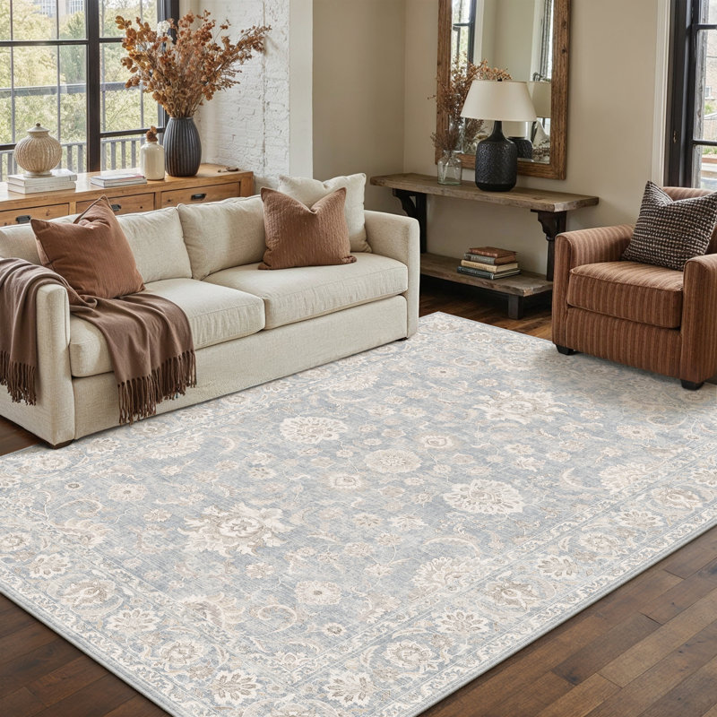 Aveline Classic Oriental Area Rug for Living Room, Rectangle 6' x 9', Light Blue