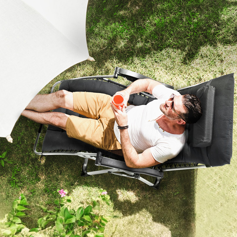 Zero Gravity Chair Zero Gravity Recliner Lounge Chair Indoor & Outdoor, Black, 37" H x 32" W x 6" D