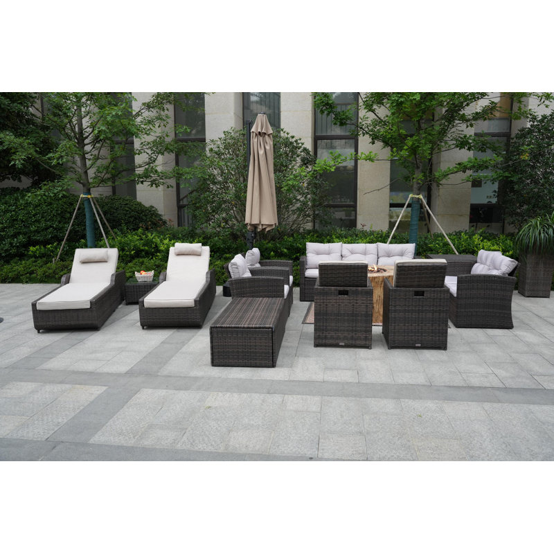 Almanza 11 - Person Patio Conversation Set with Cushions