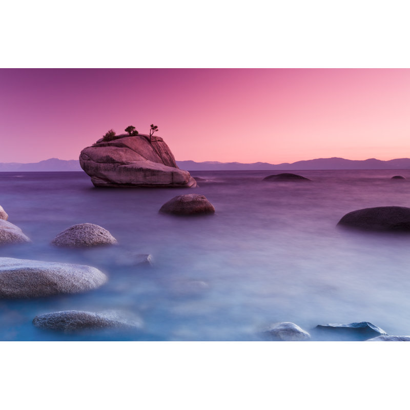 Burgett Bonsai Rock Over Lake - Wrapped Canvas Print, 20cm H x 30cm W x 3.8cm D