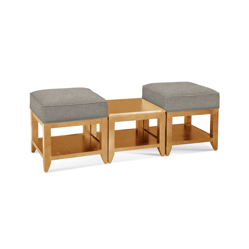 Elements Upholstered Cube Ottoman, Antique Black, Basic Gray; 0317-83