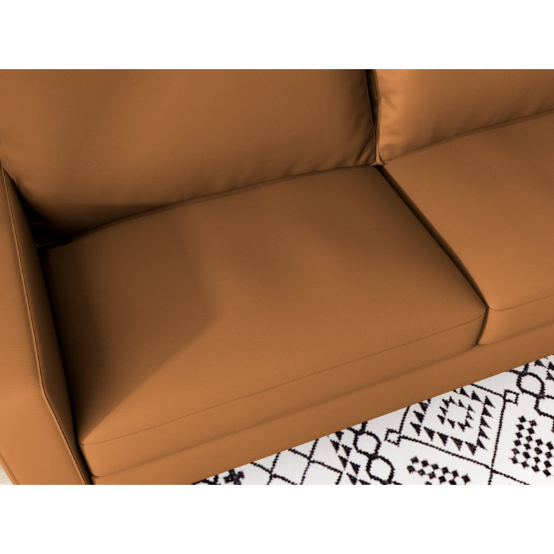 70'' Faux Leather Sofa, Brown Faux Leather, 33" H x 70" W x 31.9" D