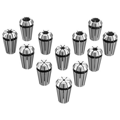 ER16 Collet Set 1/16"-13/32" 12 Piece ER16 Spring Collet Chuck Set, for CNC Milling Machines & Drill Presses, 0.0008" TIR High Concentricity, Lathe Chuck Tool with Storage Case, Alloy Steel