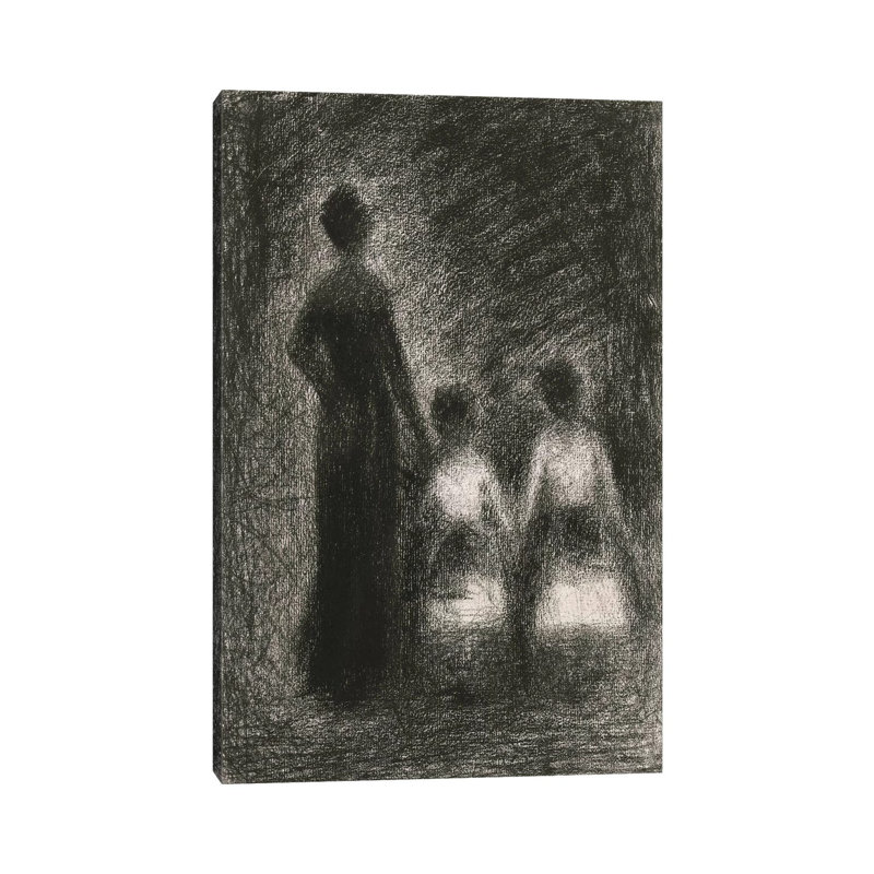 Femme Avec Deux Fillettes 1882-1884 by Georges Seurat - 1 Piece Wrapped Canvas Wall Art, 20.32 cm H x 30.48 cm W
