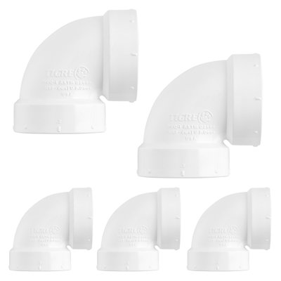 4 in. White PVC DWV Vent Elbow H x H, PVC Drain, Waste & Vent Fitting, (5 Pack)