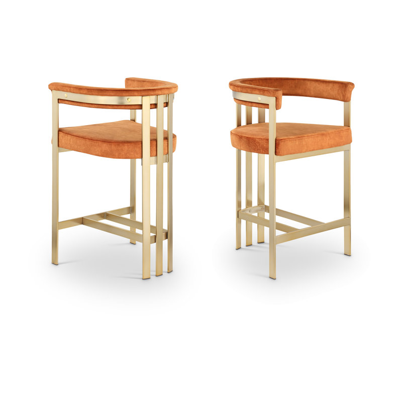 Tabouret de comptoir 26,4 po Marcello, Velours cognac