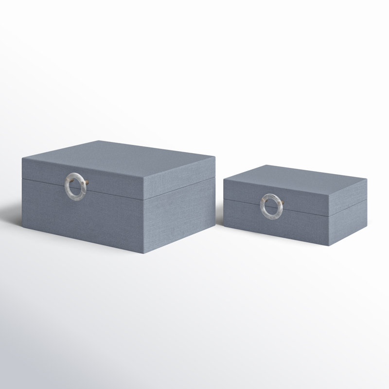 Sagebrook Home Fawn Sophisticated Set of Two Decorative Boxes - MDF, Velvet Lining, and Metal Accents for Elegant Home Storage Solutions