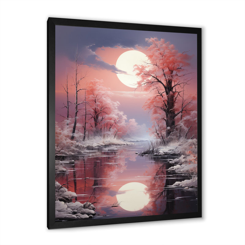 «White Fushia Winter Twilight II», reproduction sur toile encadrée, H 32 po x l 16 po x P 1 po, Cadre simple noir