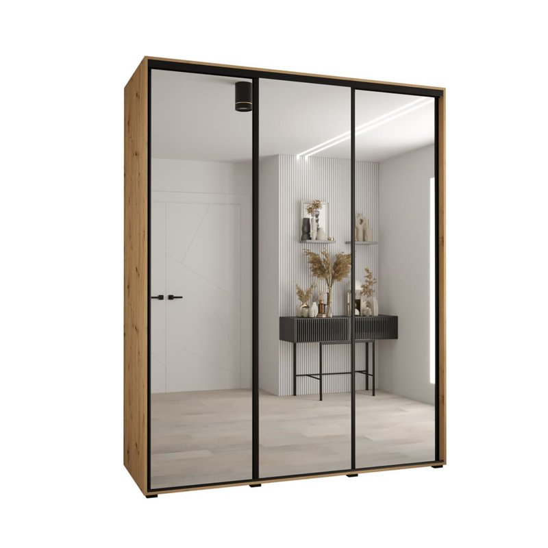 Azavian 3 Door Manufactured Wood Wardrobe, Oak Artisan