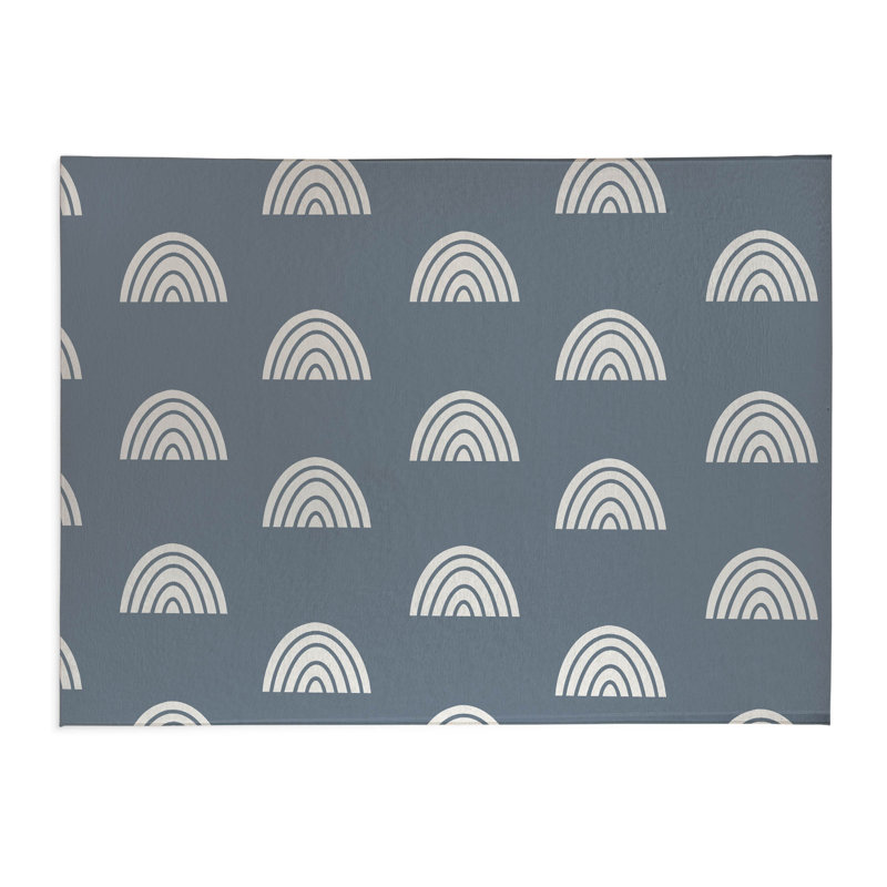Tapis de jeu pour enfants Bows, Rectangle 5 pi x 7 pi, Bleu / blanc